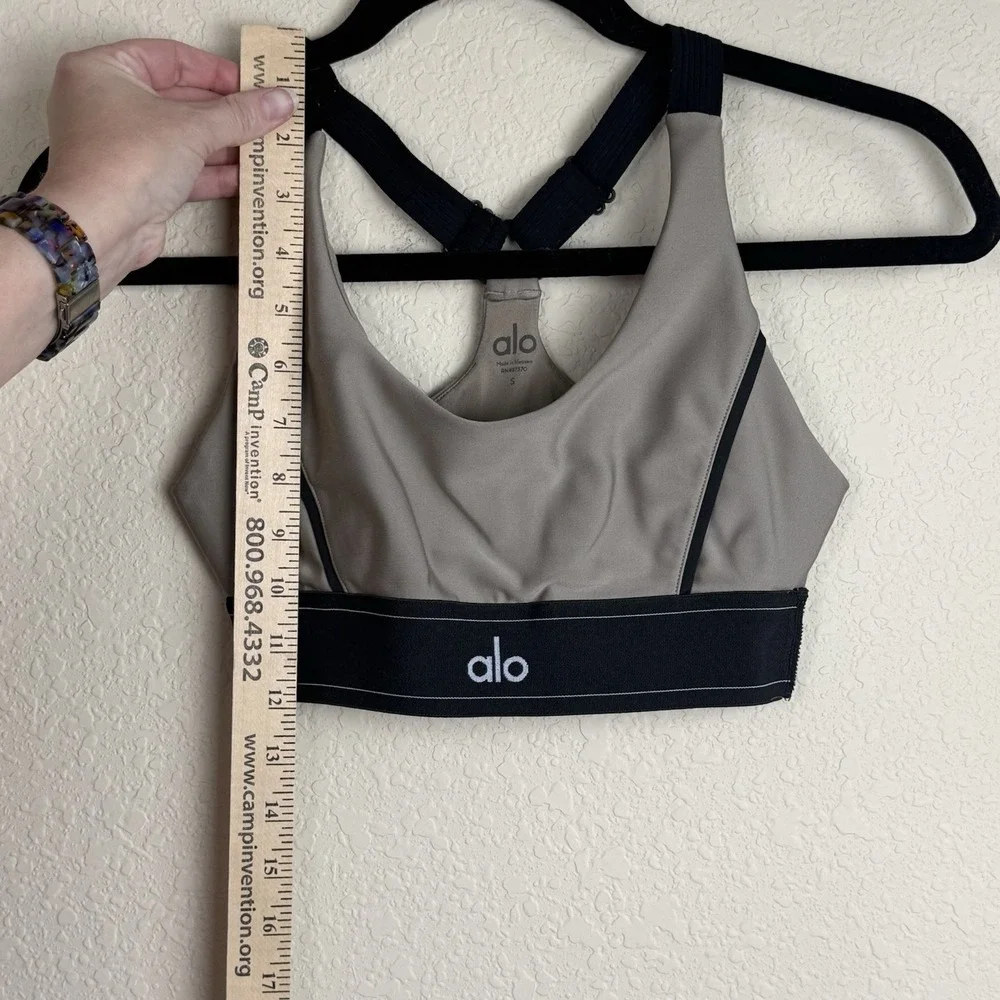 Alo Airlift Suit Up Sports Bra Black/Tan Medium Support Adj Straps *No pads Sz S